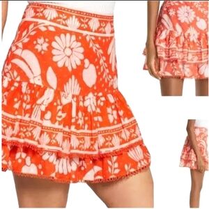 NWT Farm Rio M lovely summer skirt in tangerine 🍊 and white. Incredible detail
